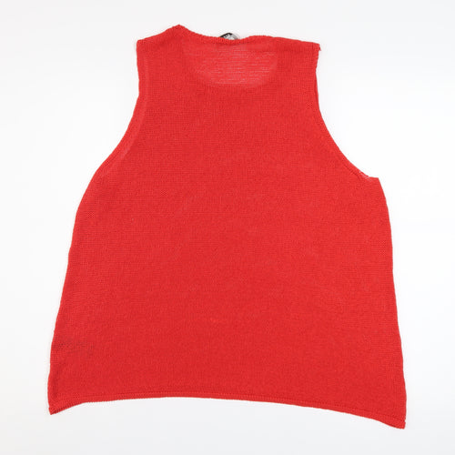 Marks and Spencer Women's Red Knit Sleeveless Tank Top Medium