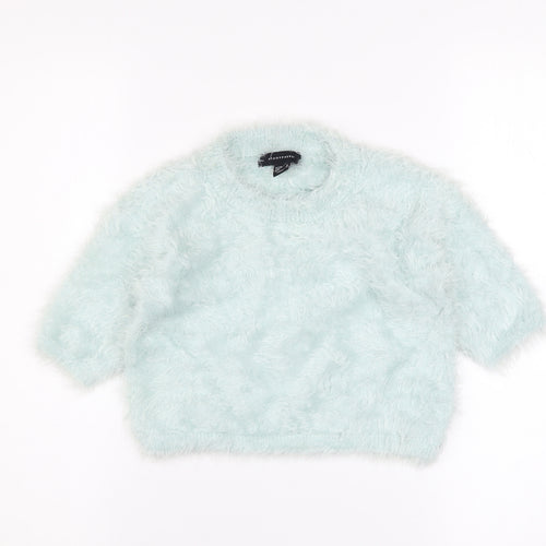 Atmosphere Women Blue Cropped Fluffy Knit T-Shirt Size 10