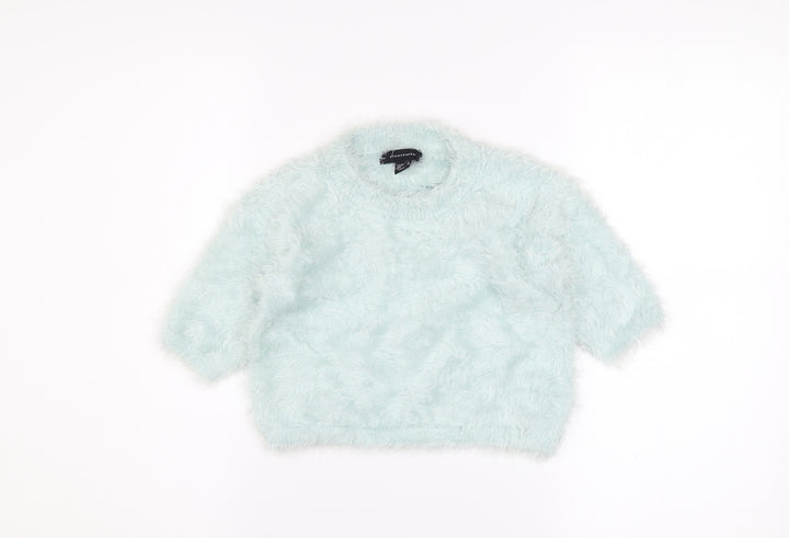 Atmosphere Women Blue Cropped Fluffy Knit T-Shirt Size 10