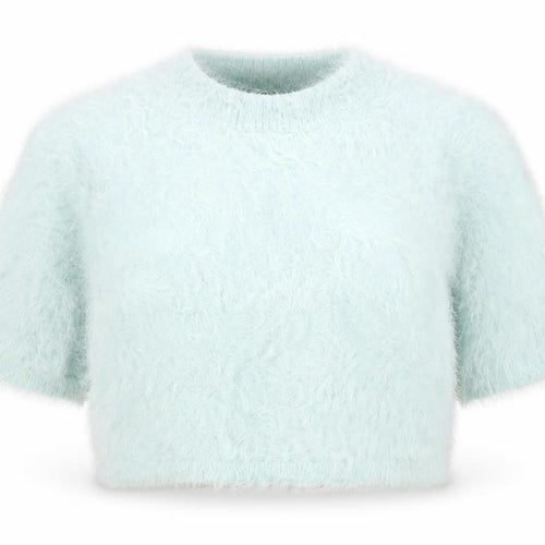 Atmosphere Women Blue Cropped Fluffy Knit T-Shirt Size 10