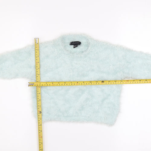 Atmosphere Women Blue Cropped Fluffy Knit T-Shirt Size 10