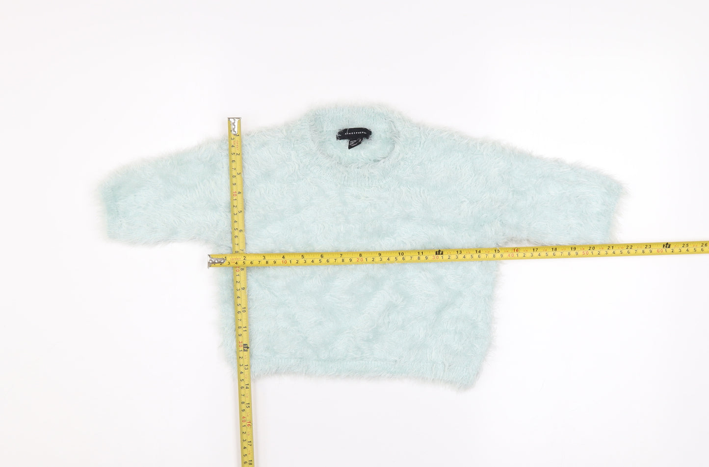 Atmosphere Women Blue Cropped Fluffy Knit T-Shirt Size 10