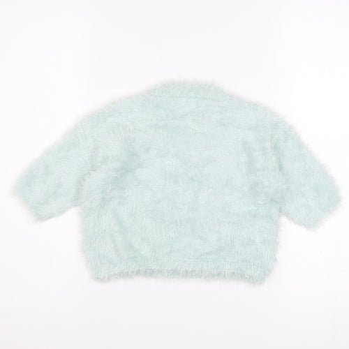 Atmosphere Women Blue Cropped Fluffy Knit T-Shirt Size 10