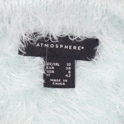 Atmosphere Women Blue Cropped Fluffy Knit T-Shirt Size 10