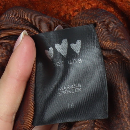 Marks and Spencer Per Una Women's Orange Wool Blend Jacket Size 16