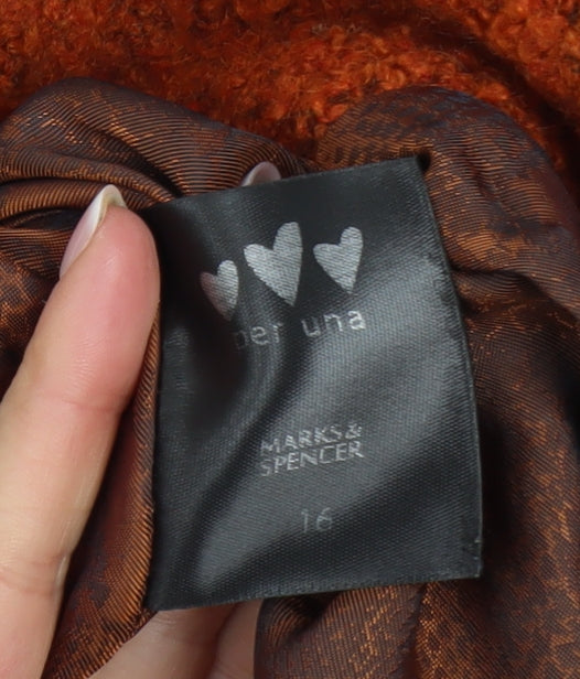 Marks and Spencer Per Una Women's Orange Wool Blend Jacket Size 16