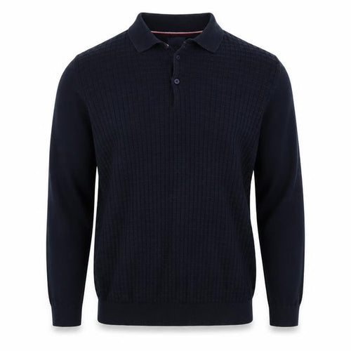 Guide London Men's Blue Cotton Long Sleeve Henley Jumper L