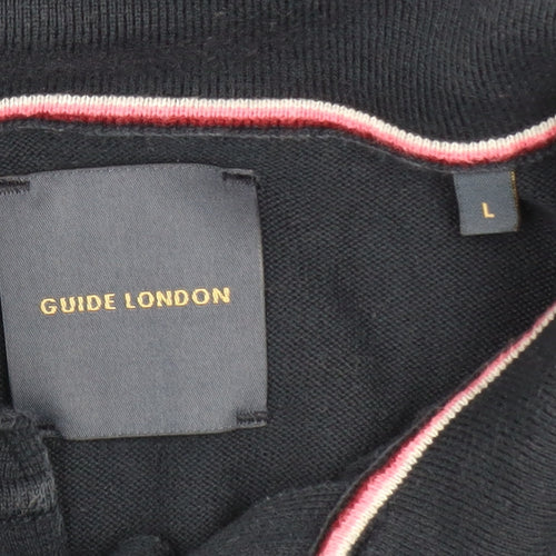 Guide London Men's Blue Cotton Long Sleeve Henley Jumper L