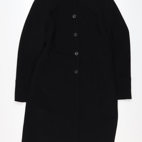 NL Collection Women's Black Long Overcoat Size 12 Buttoned Classic Style