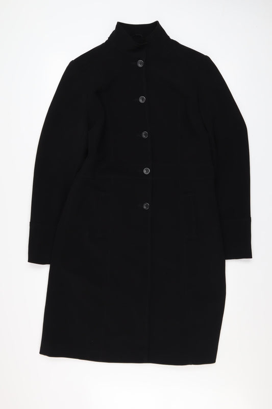 NL Collection Women's Black Long Overcoat Size 12 Buttoned Classic Style