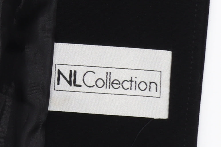 NL Collection Women's Black Long Overcoat Size 12 Buttoned Classic Style