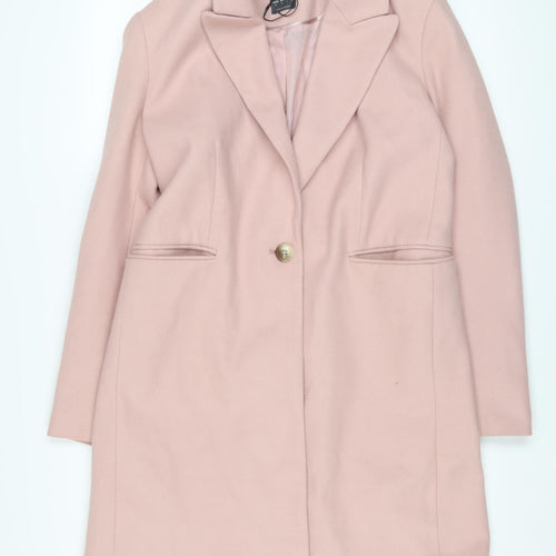 Primark Women’s Pink Long Overcoat Size 10 Single Breasted
