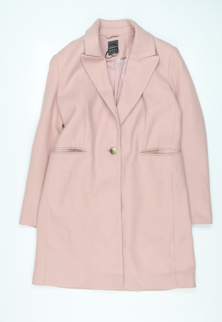 Primark Women’s Pink Long Overcoat Size 10 Single Breasted