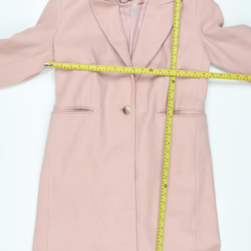 Primark Women’s Pink Long Overcoat Size 10 Single Breasted