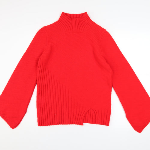 Topshop Women Red Roll Neck Knit Pullover Jumper Size 6