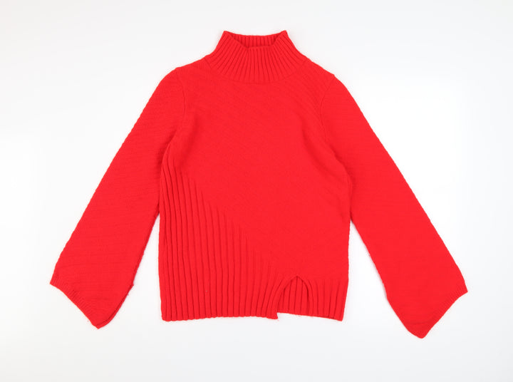 Topshop Women Red Roll Neck Knit Pullover Jumper Size 6