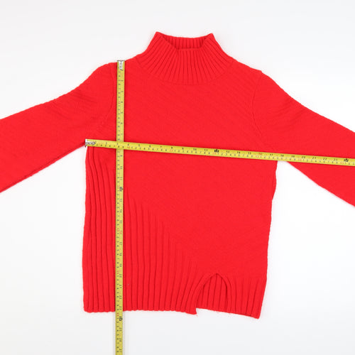 Topshop Women Red Roll Neck Knit Pullover Jumper Size 6