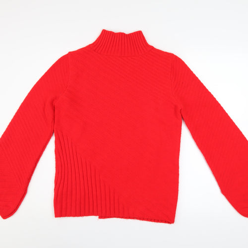 Topshop Women Red Roll Neck Knit Pullover Jumper Size 6