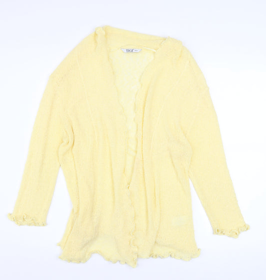 TIGI Women's Yellow Long Sleeve Knit Cardigan Size 14