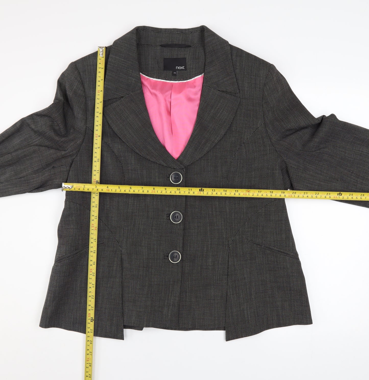 Next Women’s Grey Check Blazer Jacket Size 20L Classic Workwear