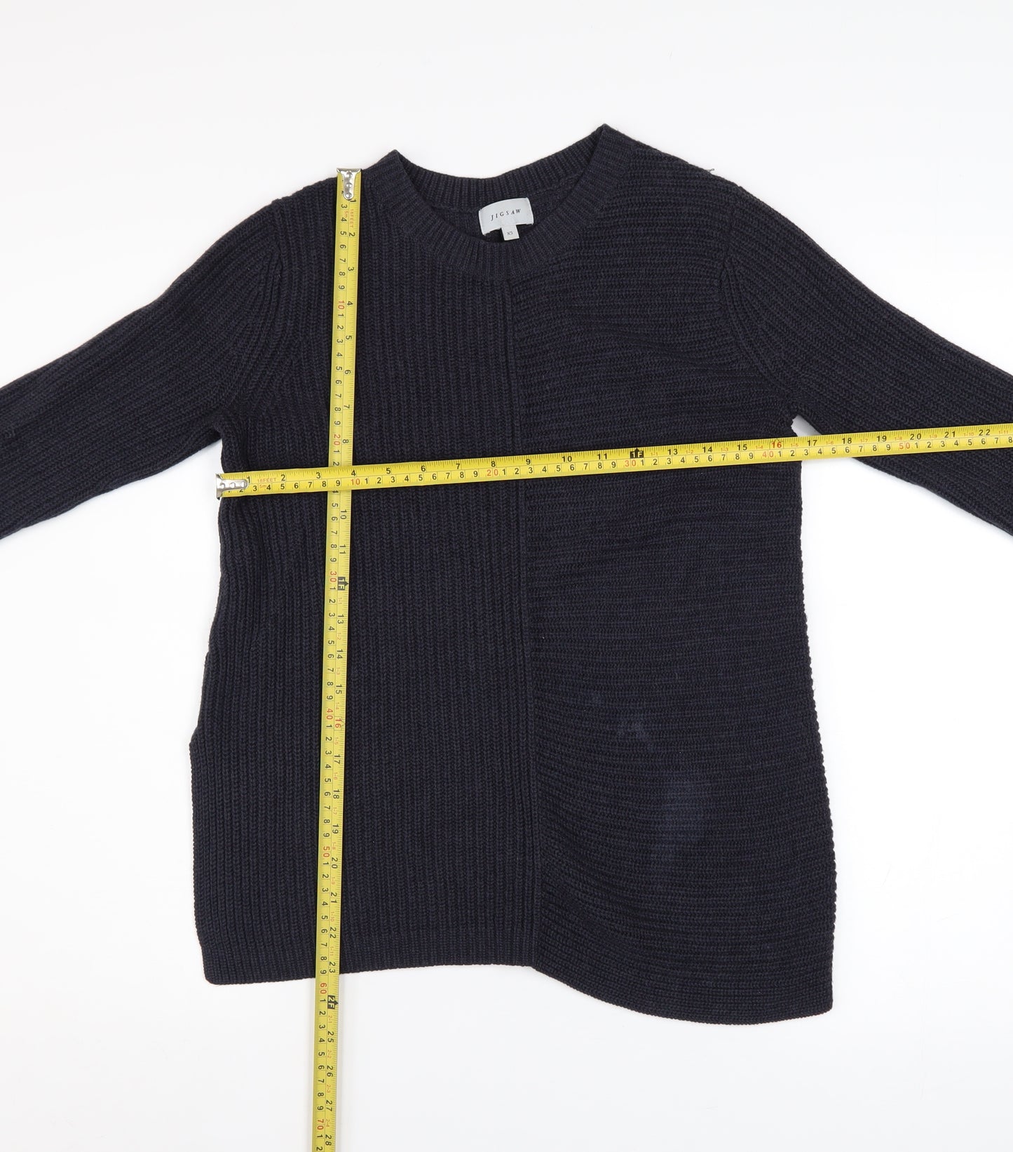 Jigsaw Womens Black Wool Blend Chunky Knit Pullover Jumper XS