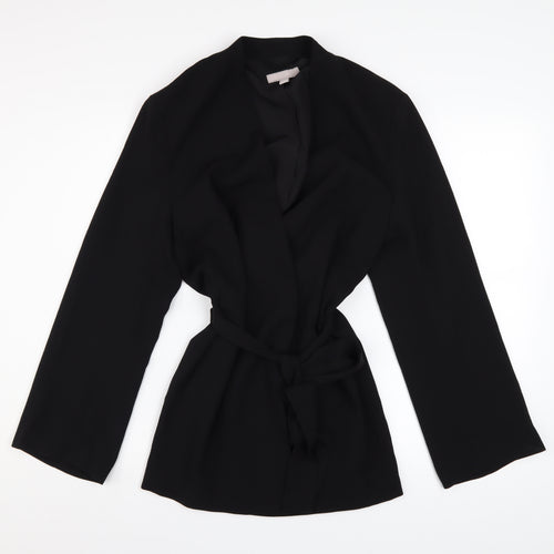 H&M Women's Black Belted Blazer Jacket Size S Regular Fit
