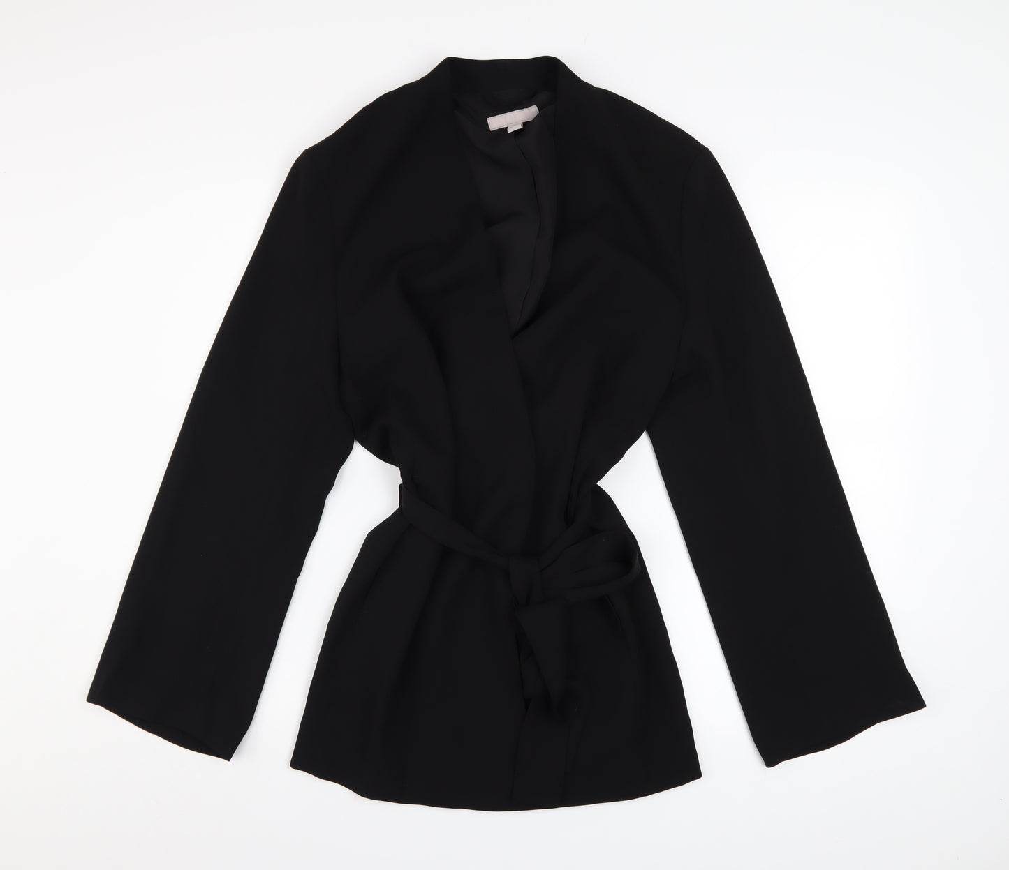 H&M Women's Black Belted Blazer Jacket Size S Regular Fit