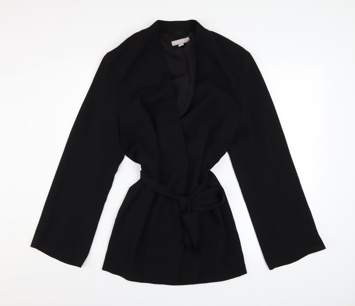 H&M Women's Black Belted Blazer Jacket Size S Regular Fit