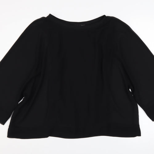 Zara Woman Black Tunic Blouse Size S Relaxed Fit 3/4 Sleeve