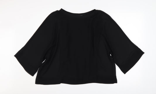 Zara Woman Black Tunic Blouse Size S Relaxed Fit 3/4 Sleeve