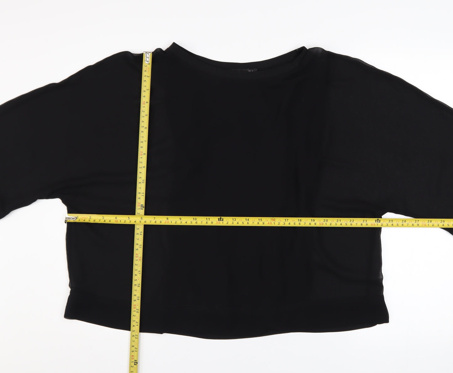Zara Woman Black Tunic Blouse Size S Relaxed Fit 3/4 Sleeve
