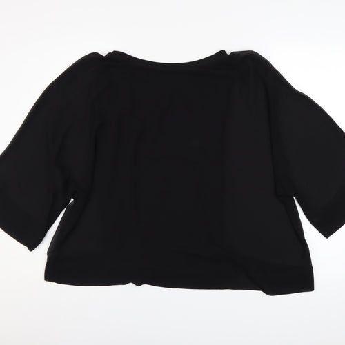 Zara Woman Black Tunic Blouse Size S Relaxed Fit 3/4 Sleeve