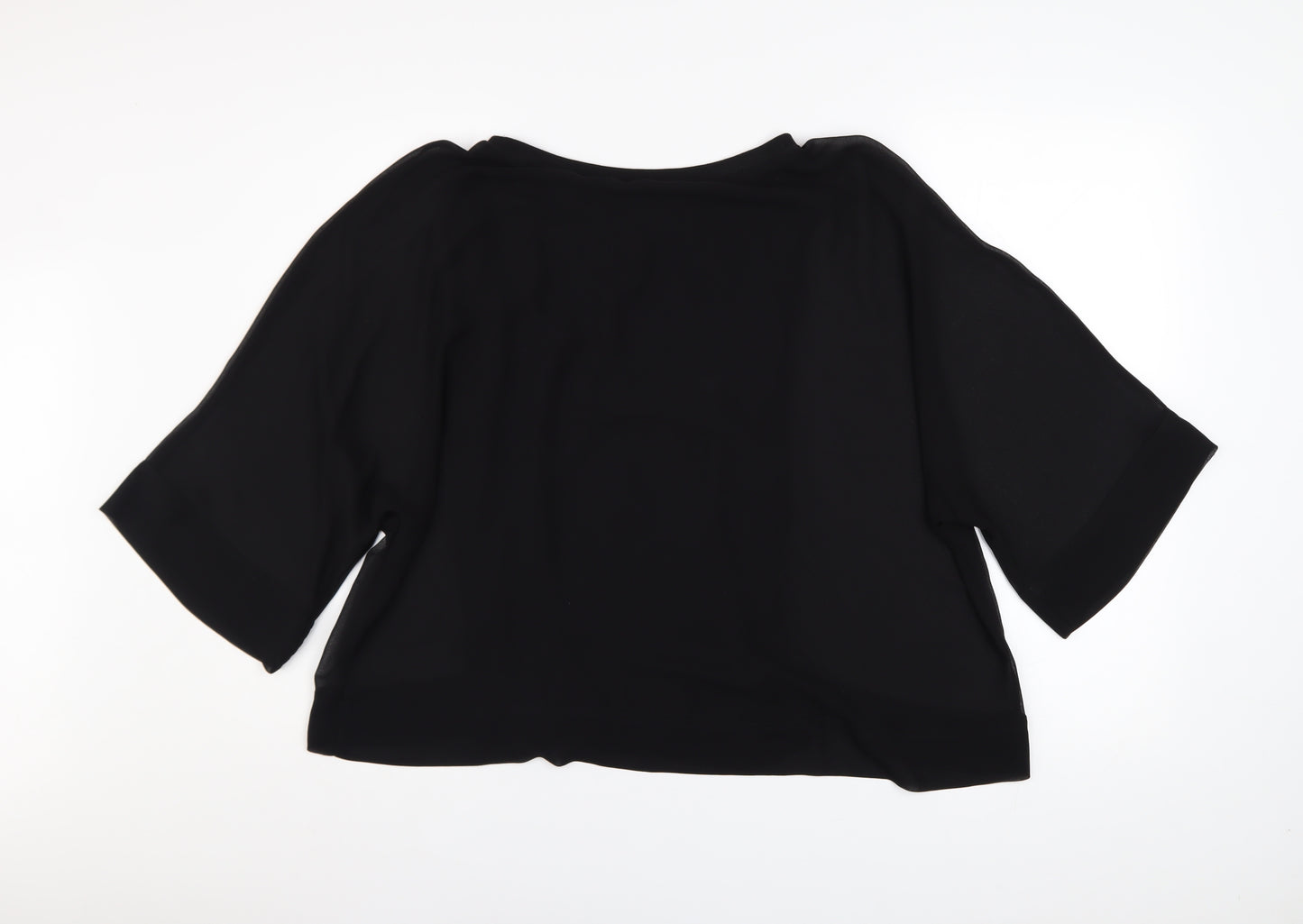 Zara Woman Black Tunic Blouse Size S Relaxed Fit 3/4 Sleeve