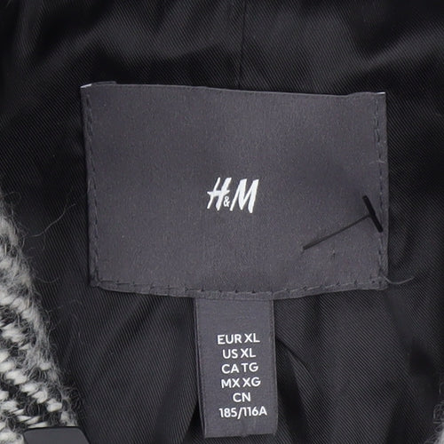 H&M Mens Grey Wool Blend Zip Up Tweed Jacket XL
