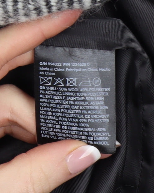 H&M Mens Grey Wool Blend Zip Up Tweed Jacket XL