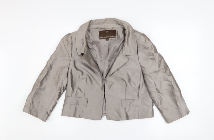 Fenn Wright Manson Women's Grey Silk Cropped Blazer Size 12
