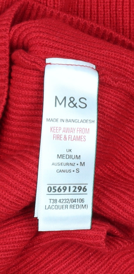 Marks and Spencer Women’s Red Roll Neck Knit Jumper Size M