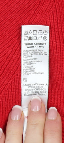 Marks and Spencer Women’s Red Roll Neck Knit Jumper Size M