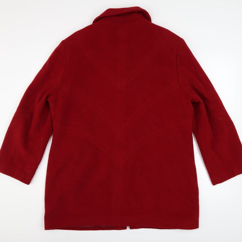 STYLE Womens Red Wool Cashmere Long Zip Up Coat Size 14