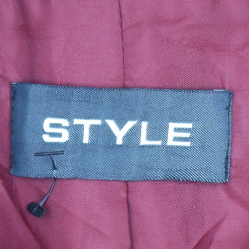 STYLE Womens Red Wool Cashmere Long Zip Up Coat Size 14