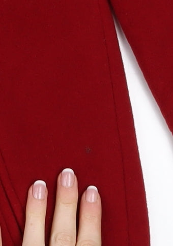 STYLE Womens Red Wool Cashmere Long Zip Up Coat Size 14