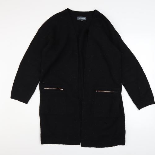 Sosandar Women’s Black Longline Zip Pocket Knit Cardigan Size 10