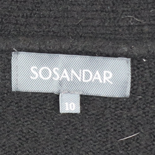 Sosandar Women’s Black Longline Zip Pocket Knit Cardigan Size 10
