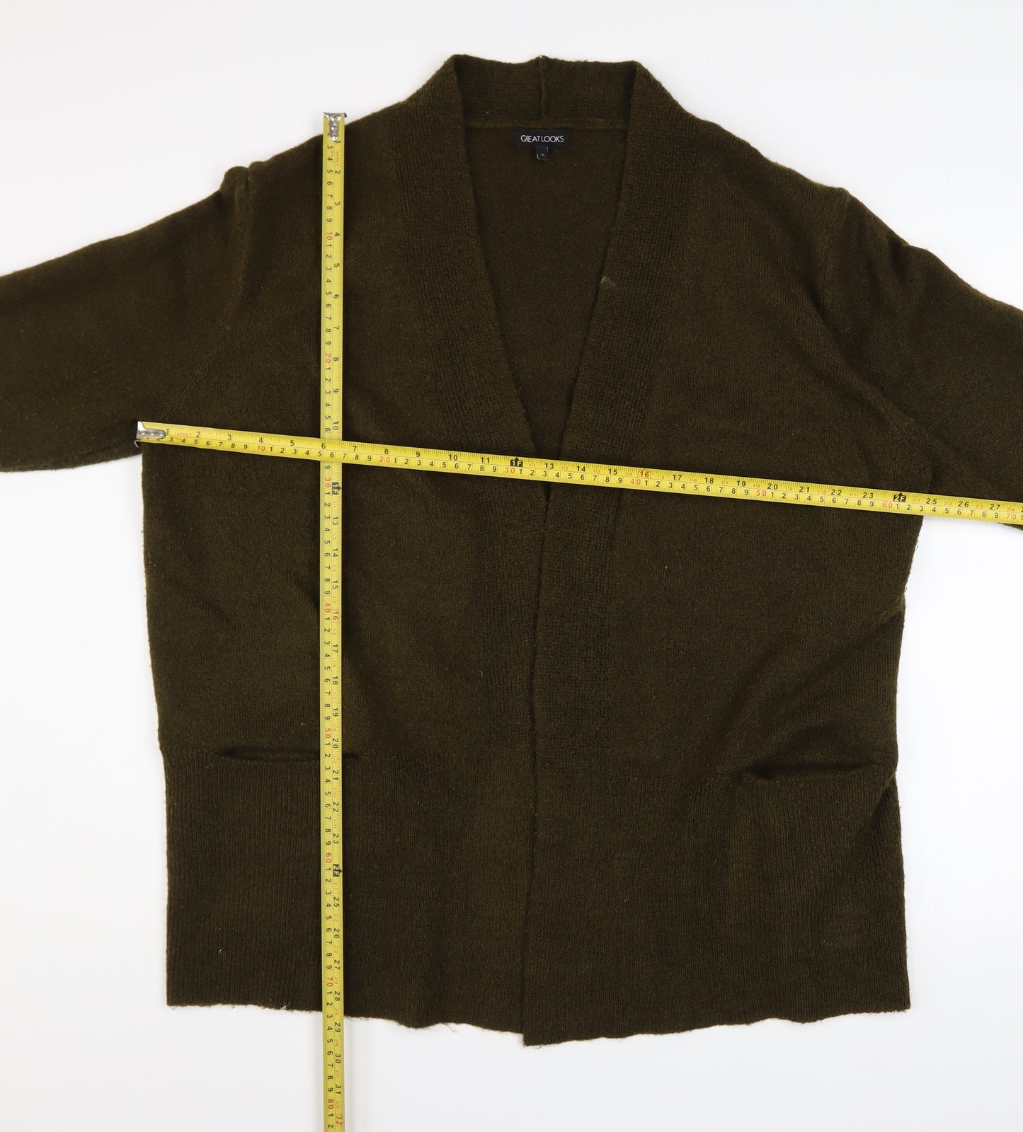 Great Looks Women's Brown XL Knit Cardigan Long Sleeve V-Neck