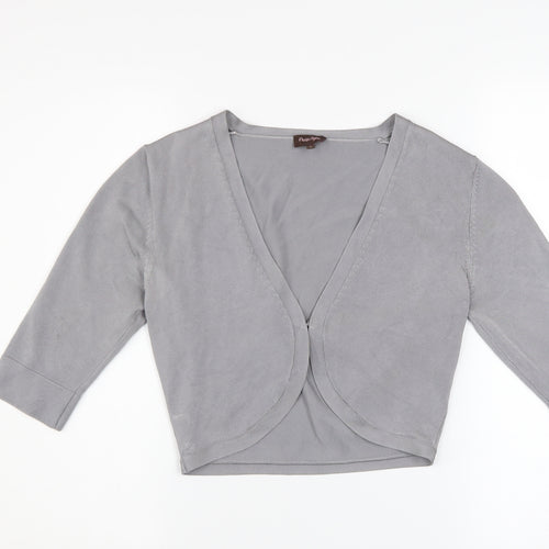 Phase Eight Women's Grey 3/4 Sleeve Open Knit Cardigan Size 8