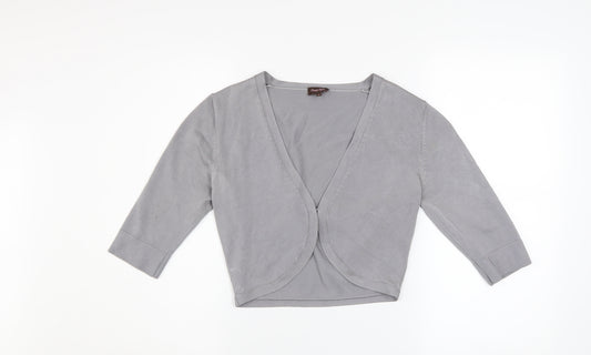 Phase Eight Women's Grey 3/4 Sleeve Open Knit Cardigan Size 8