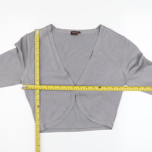 Phase Eight Women's Grey 3/4 Sleeve Open Knit Cardigan Size 8