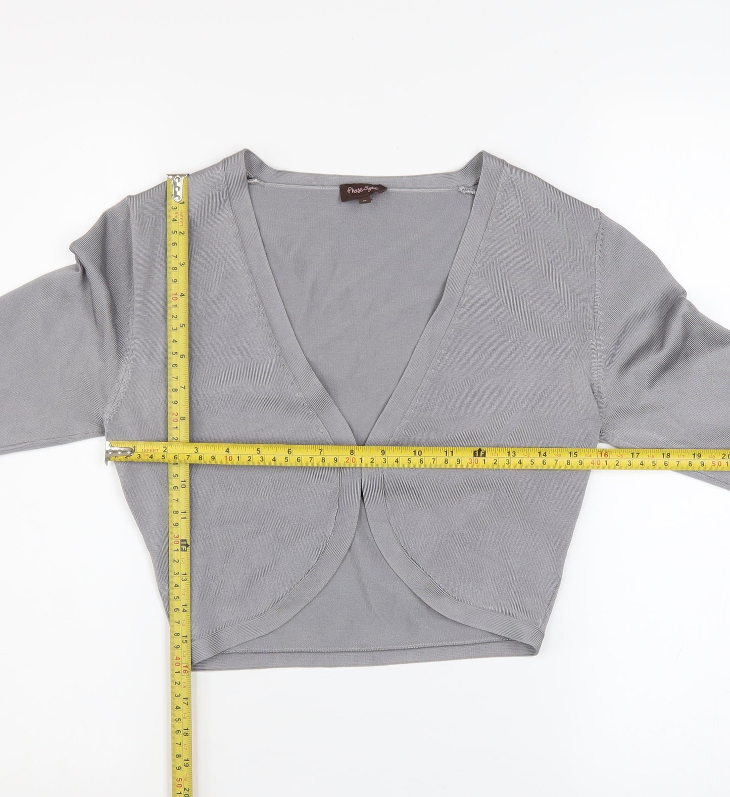 Phase Eight Women's Grey 3/4 Sleeve Open Knit Cardigan Size 8