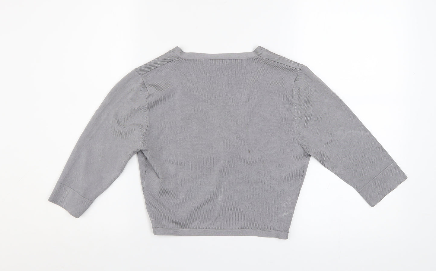 Phase Eight Women's Grey 3/4 Sleeve Open Knit Cardigan Size 8