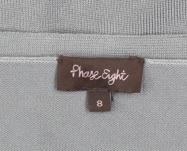 Phase Eight Women's Grey 3/4 Sleeve Open Knit Cardigan Size 8
